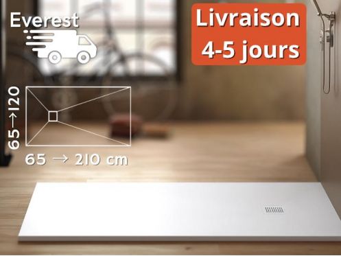 Receveur de douche recoupable resine extra-plat EVEREST Blanc