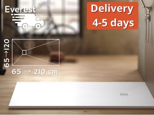 Extra platte hars uitsnijbare douchebak EVEREST Witte