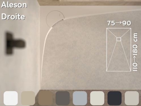 Receveur de douche, evacuation angle droit, recoupable - ALESON DROITE 120