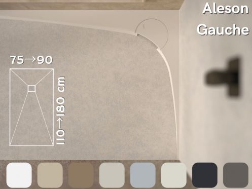 Receveur de douche, evacuation angle gauche, recoupable - ALESON GAUCHE 120