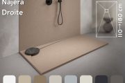 Receveur de douche Design, evacuation angle droit, recoupable - NAJERA DROITE 120