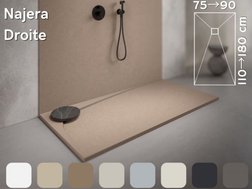 Receveur de douche Design, evacuation angle droit, recoupable - NAJERA DROITE 120