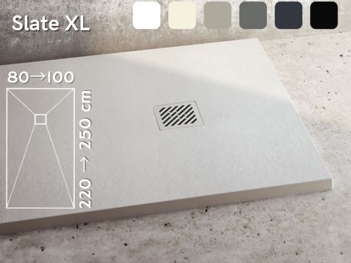Brodzik, duÅ¼y rozmiar, szerokoÅ›Ä‡ 230 cm, bardzo pÅ‚aska Å¼ywica - SLATE XL