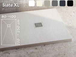 Douchebak, groot formaat, breedte 250 cm, hars extra plat - SLATE XL