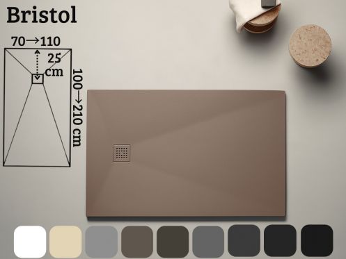 Brodzik pÅ‚aski 140 cm wykonany z Å¼ywicy mineralnej BRISTOL