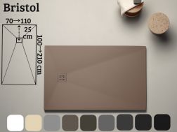 Flad brusebakke 210 cm lavet af mineralsk harpiks BRISTOL