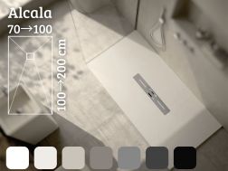 Douchebak 150 cm, centrale afvoer, hars extra plat - ALCALA