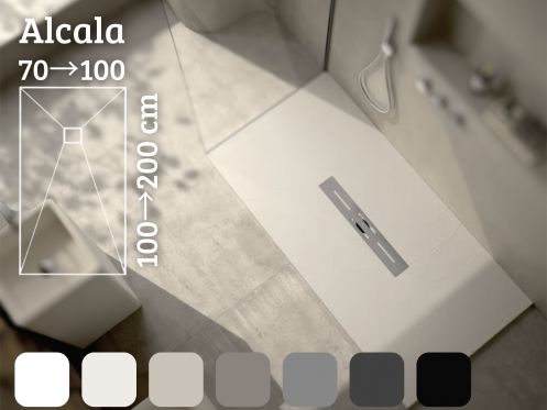 Brodzik 170 cm, centralna ewakuacja, bardzo pÅ‚aska Å¼ywica - ALCALA