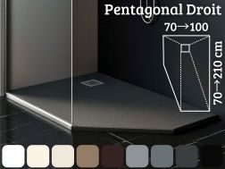 Receveur de douche pentagonal resine extra plat PENTAGONAL DROIT