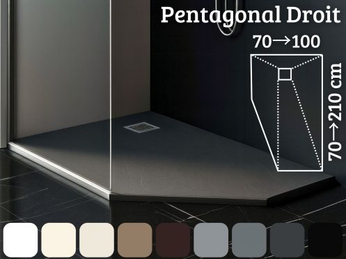 Receveur de douche pentagonal resine extra plat PENTAGONAL DROIT