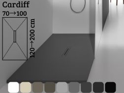 Douchebak 170 cm centrale afvoer hars extra plat - CARDIFF