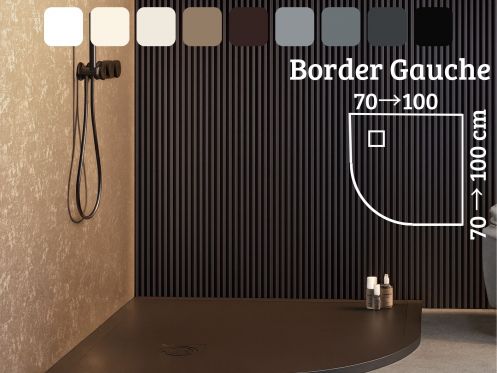 Receveur de douche, avec angle en quart de rond - RAYON 55 BORDER GAUCHE
