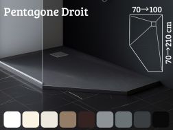 Receveur de douche pentagonal extra plat en resine PENTAGONE droite