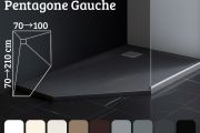Extra platte vijfhoekige douchebak van hars PENTAGONE left
