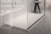 Douchebak, linker hoekafvoer- Solid Surface CORNER LEFT