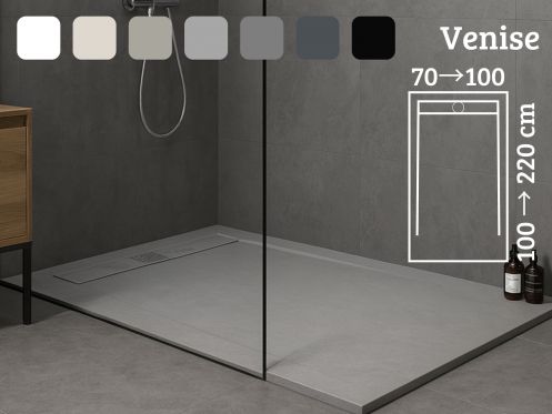 Brusebadsbakke med kanal 170 cm ekstra flad resin - VENISE