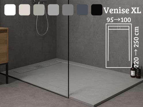 Douchebak met goot 240 cm hars extra plat - VENISE XL