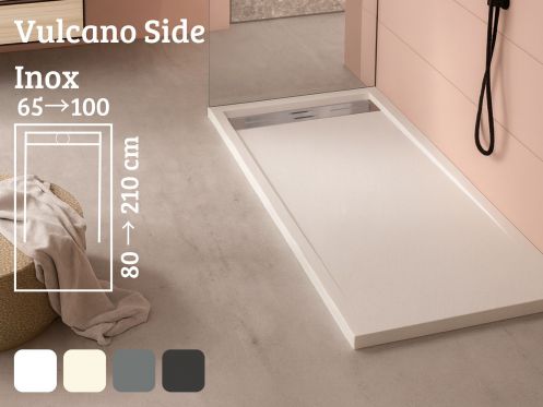 Brodzik, rynna, żywica Acrystone® - VULCANO SIDE INOX 200