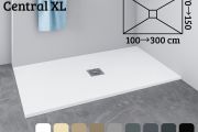 Douchebak centrale evacuatie, 110 cm, extra plat hars - XL CENTRAL