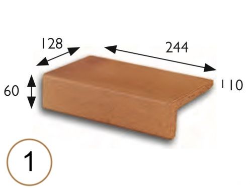 Trappe næse 25 x 13 x 6 cm - Stretchede sandsten fliser - artois sandsten type - aragon gres - klinker buchtal