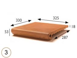 Nez de marche 33 x 33 x 5 cm - Carrelage grès étiré - type grès d'artois - gres aragon - klinker buchtal