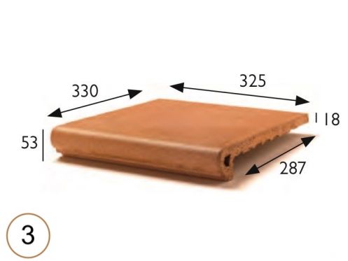 Trapneus 33 x 33 x 5 cm - uitgerekte zandsteentegels - type artois zandsteen - aragon gres - klinker buchtal