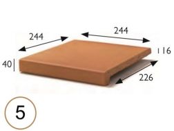 Nez de marche 25 x 25 x 4 cm - Carrelage grès étiré - type grès d'artois - gres aragon - klinker buchtal