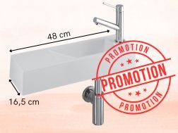 Lave-mains suspendu droit 48x16,5 cm resine blanche PROMO MUNICH