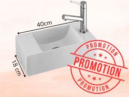Lave-mains design suspendu 40x18 cm en résine blanche PROMO HAMBOURG Droit