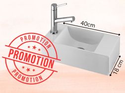 Lave-mains design suspendu 40x18 cm en résine blanche PROMO HAMBOURG Gauche