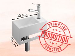 Design hÃ¥ndvask 33x18 cm hojre i Solid Surface TILBUD TREVES