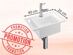 Lave-mains design 40x26 cm en Solid Surface avec porte-serviettes PROMO BADEN-BADEN