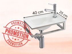 Lave-mains suspendu design 40x25 cm en verre avec porte-serviettes PROMO COLOGNE