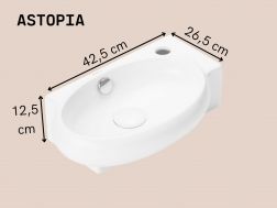 Lave-mains murale 42,5 x 26,5 cm Blanc brillant ASTOPIA DROIT