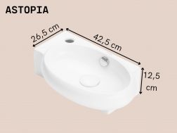 Lave-mains murale 42,5 x 26,5 cm Blanc brillant ASTOPIA GAUCHE