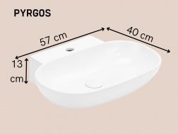 Lavabo mural / a poser 57 cm blanc brillant PYRGOS