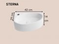 Vaeghaengt / bordmonteret haandvask venstre 42 cm blank hvid STERNA LEFT