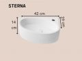 Wand- / Opbouw wastafel rechts 42 cm glanzend wit STERNA RIGHT