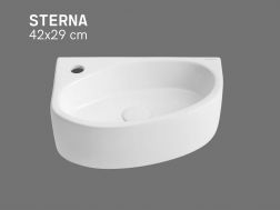 Left Wall-Mounted / Countertop Washbasin 42 cm Glossy White STERNA LEFT