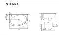 Vaeghaengt / bordmonteret haandvask venstre 42 cm blank hvid STERNA LEFT