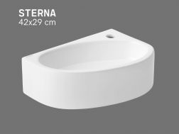 Right Wall-Mounted / Countertop Washbasin 42 cm Glossy White STERNA RIGHT