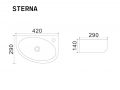 Wand- / Opbouw wastafel rechts 42 cm glanzend wit STERNA RIGHT