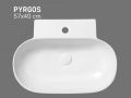 Wand- / Opbouw wastafel 57 cm glanzend wit PYRGOS