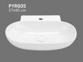 Vaeghaengt / Bordmonteret haandvask 57 cm blank hvid PYRGOS