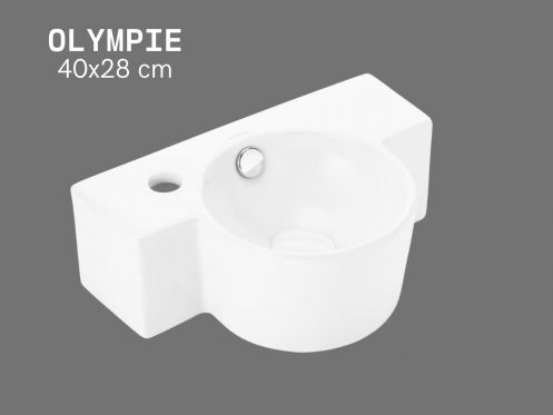 Lave-mains mural gauche 40 cm blanc brillant OLYMPIE