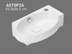 Wall washbasin 42.5 x 26.5 cm Glossy white ASTOPIA RIGHT