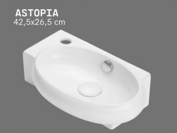 Wall washbasin 42.5 x 26.5 cm Glossy white ASTOPIA LEFT
