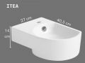 Ceramiczna Umywalka WiszÄ…ca 40,5 cm BiaÅ‚y PoÅ‚ysk ITEA LEFT