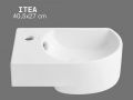 Lave-mains 40,5 cm en céramique blanc brillant compact mural ITEA GAUCHE