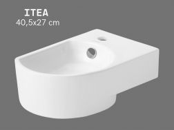 Wall-Mounted 40,5 cm Ceramic Hand Basin Glossy White Compact Sink ITEA RIGHT